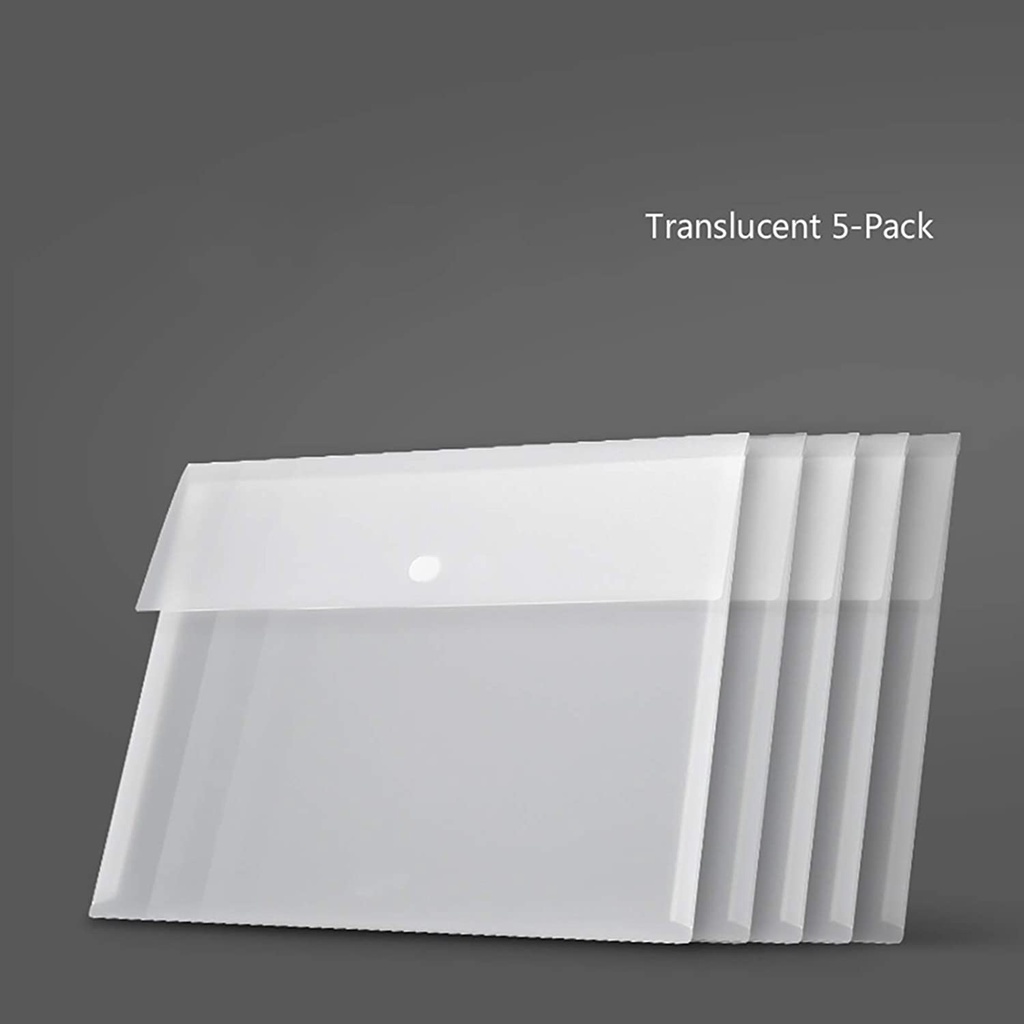 Set 5 Túi Đựng Tài Liệu Khổ A4 Bằng Nhựa In Chữ Có Nút Bấm