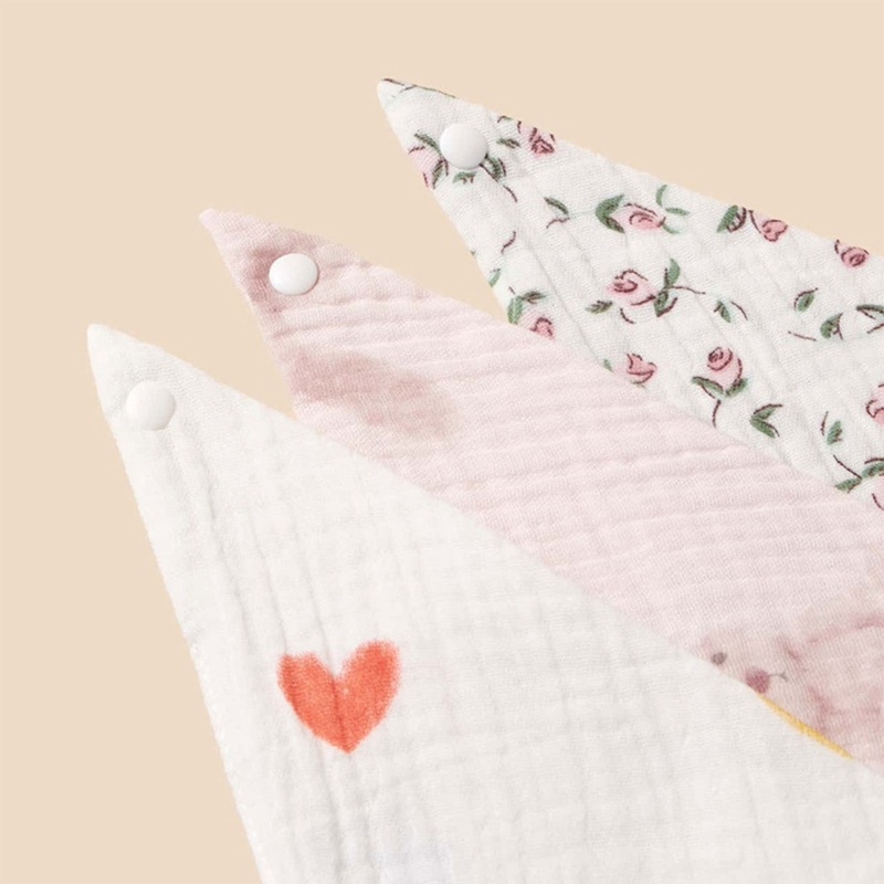 Yếm Ăn Vải Cotton Thoáng Khí In Hoa Dễ Thương Cho Bé