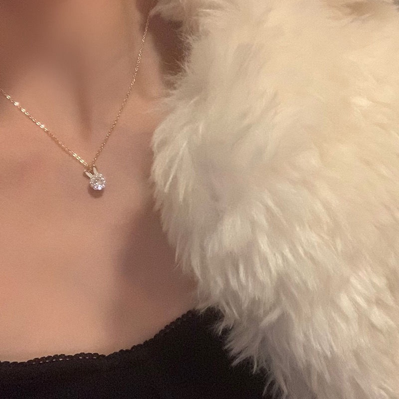 Vòng cổ Thép Titan Không Phai Màu Dát Hình Thỏ Sang Trọng Cho Nữ