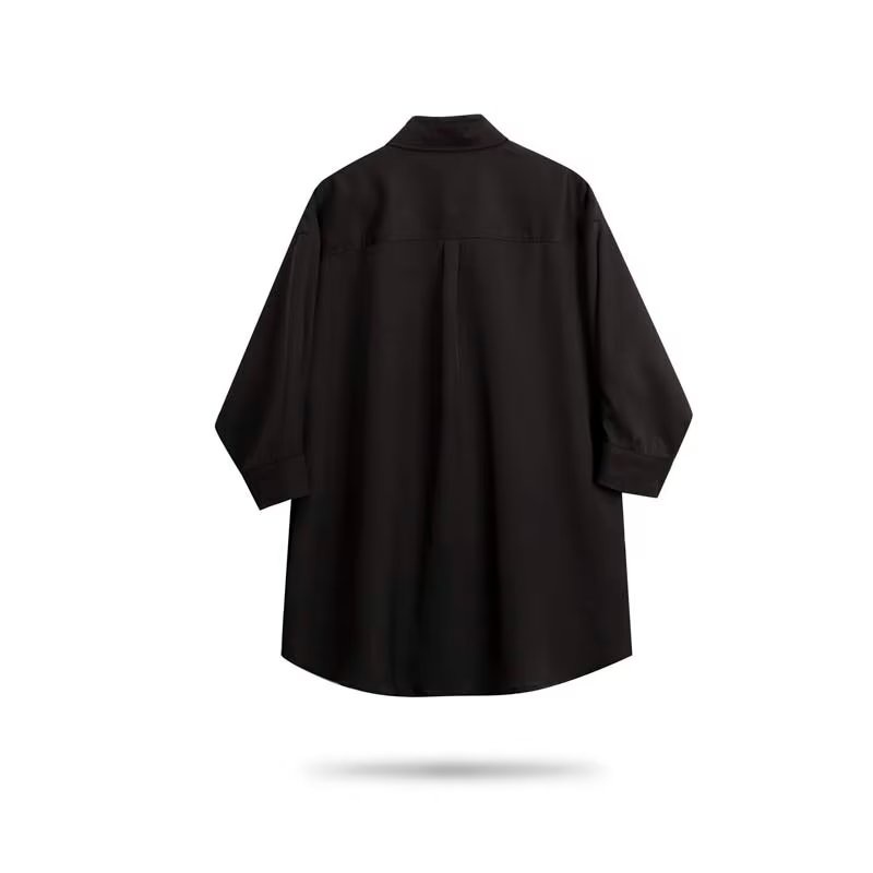 (Với Cà Vạt)... Áo Sơ Mi Tay Lửng Cổ Vuông Màu Trơn Thời Trang Mùa Hè Hàn Quốc 2023 Cho Nam