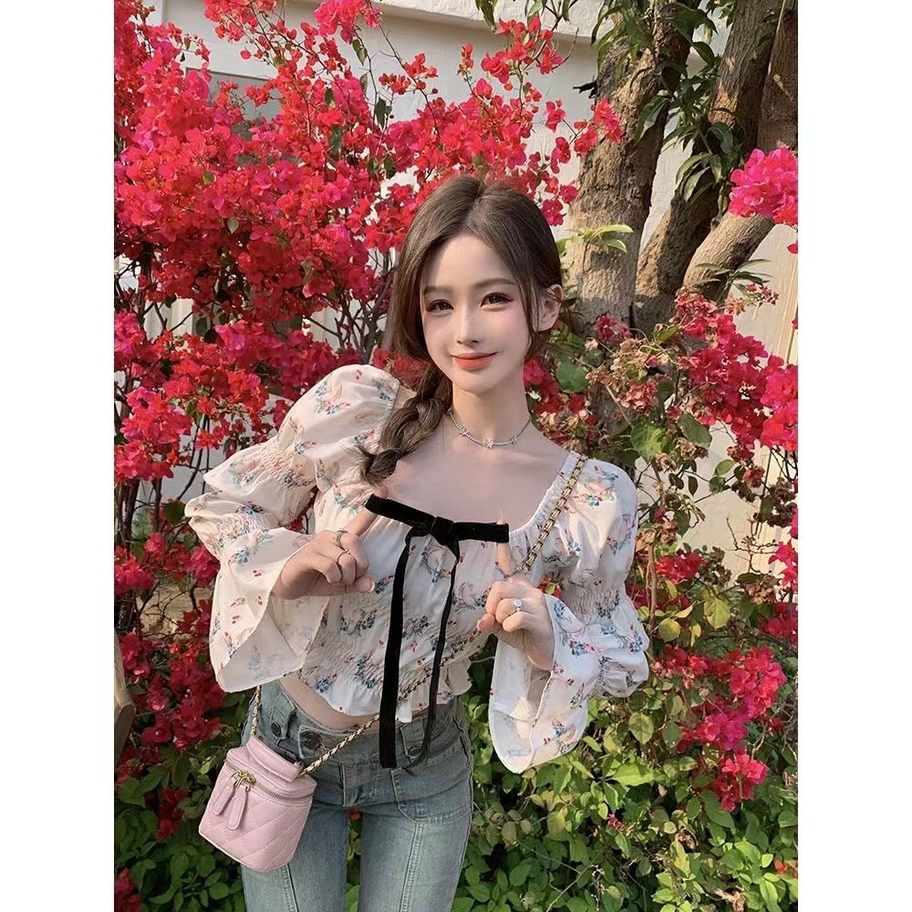 Áo Sơ Mi Dài Tay Thắt Nơ Eo Xinh Xắn Cho Nữ