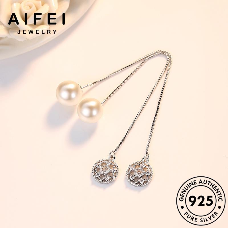 AIFEI JEWELRY tai sen xỏ phụ tua bông tròn thật thời Thời sức vành ngọc trai thời khuyên kiện 925 bản trang bạc nữ quốc nguyên hàn trang hoa E664