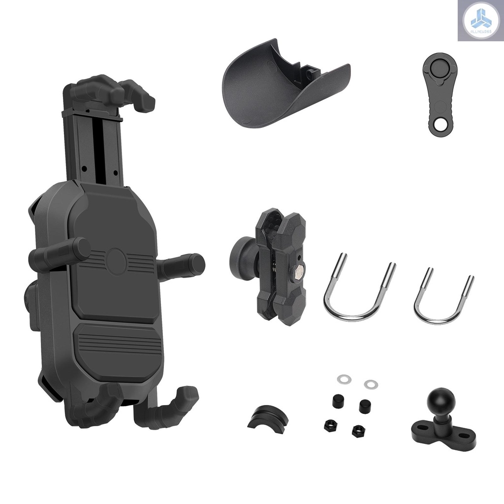 Motorcycle Phone Mount Holder Waterproof Motorcycle Cell Phone Holder Anti-theft 360° Rotation Motorbike Handlebar Mount for 3.5-6.5inch Phone