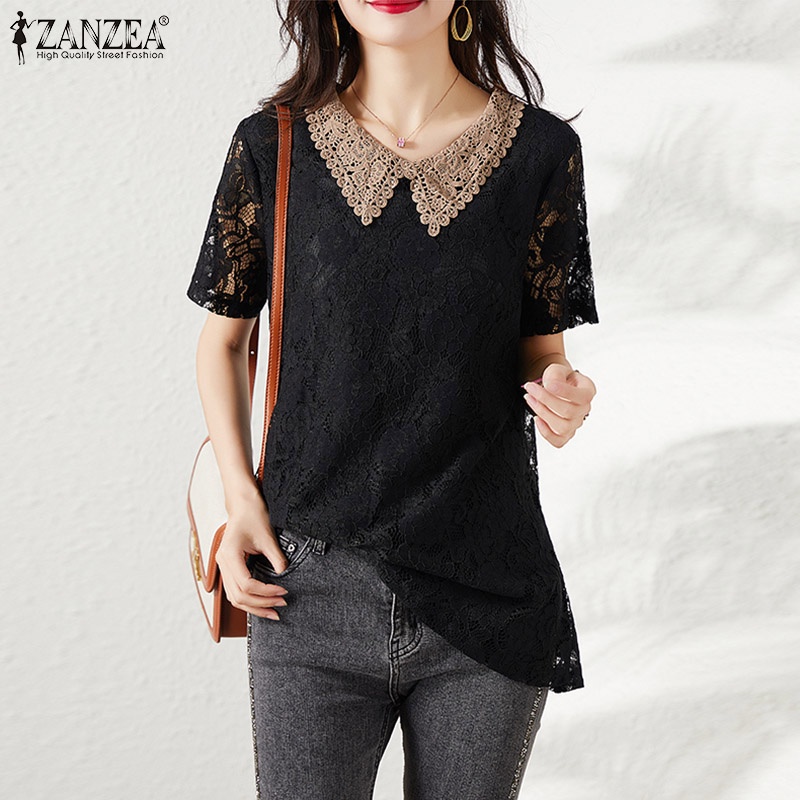 Áo nữ ZANZEA tay ngắn cổ chữ V thời trang quyến rũ