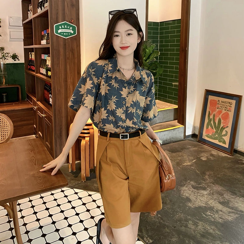 Áo Sơ Mi Tay Ngắn Dáng Rộng In Hoa Phong Cách Vintage Thời Trang Mùa Hè 2023 Sang Trọng