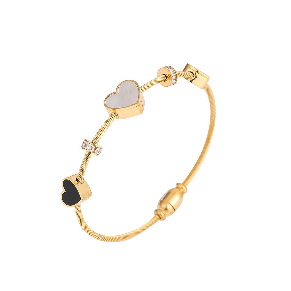 Vòng Tay Thép Titan Dát Đá Zircon Thời Trang Cho Nữ