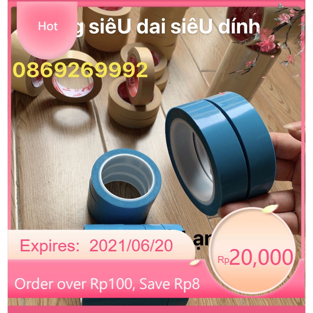 [sale50%] Combo 5cuộn băng dính dán tủ lạnh màu xanh dương khổ 2,5cm x 50m