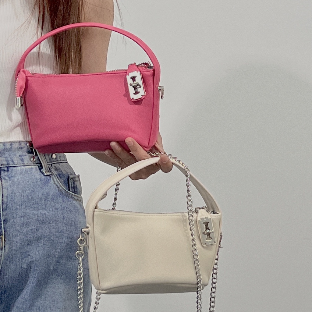 Túi Xách Hộp Cơm Trưa Bằng Da Mềm Cỡ Nhỏ Phối Dây Xích Thời Trang Xu Hướng Mới Cho Nữ