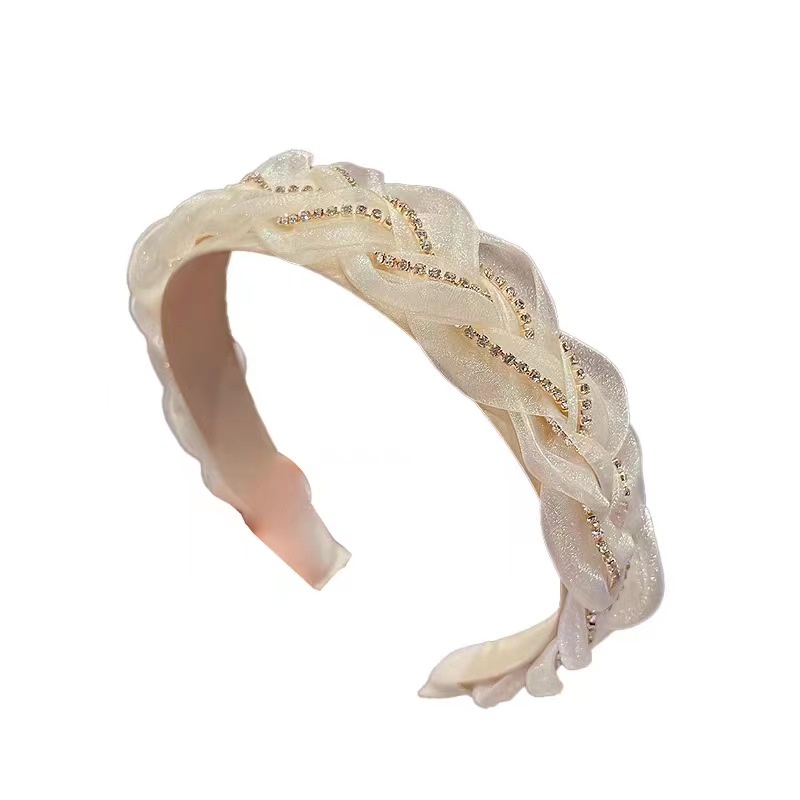 Băng Đô Vải Gạc Vành Rộng Đính Đá Thời Trang Mùa Hè 2023 Mới