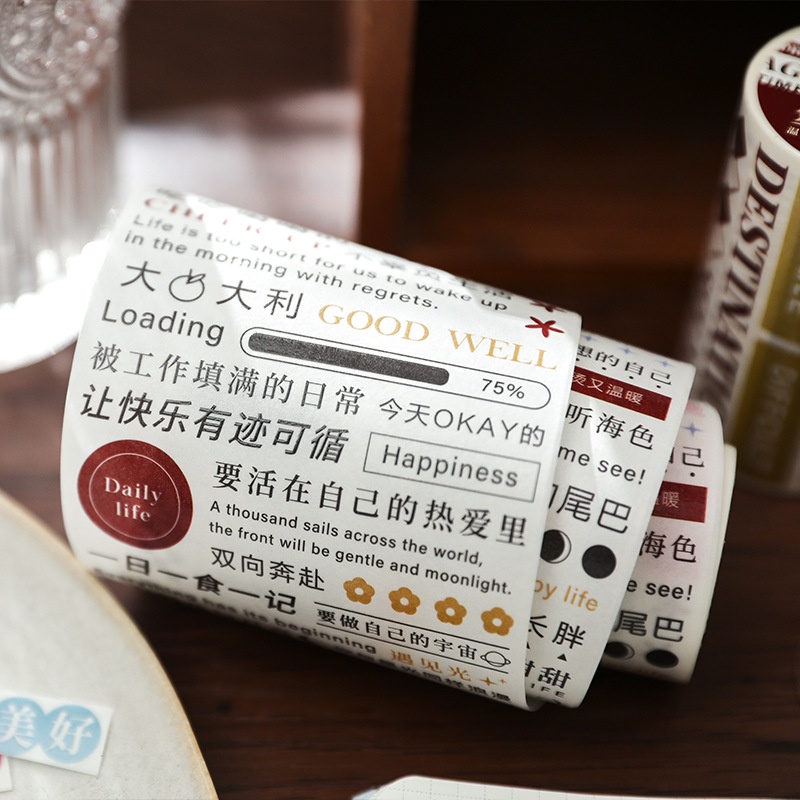 Cuộn Băng Keo Dán Trang Trí Sổ Tay In Chữ DIY