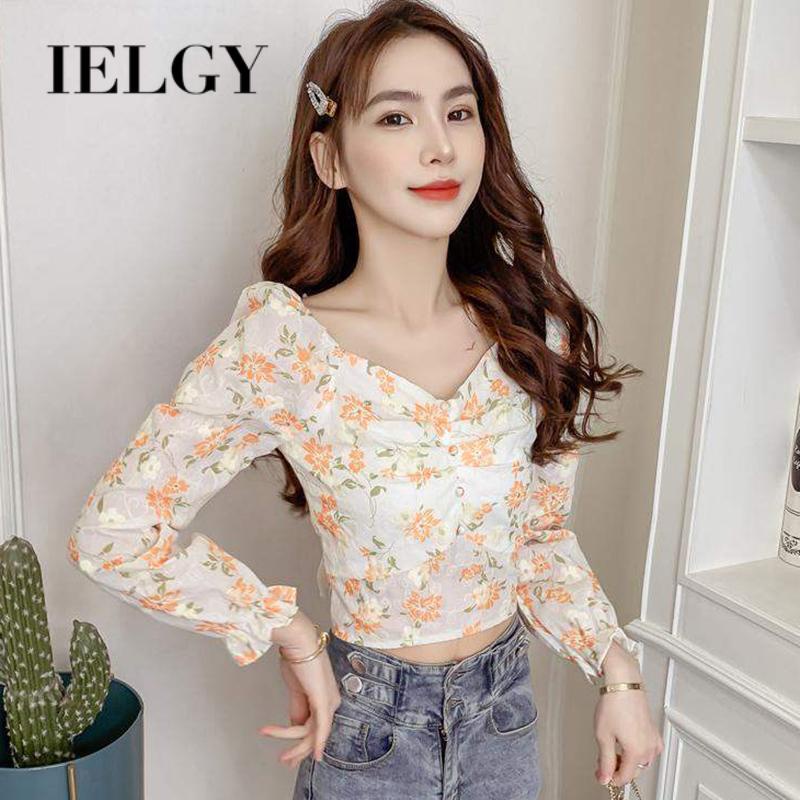 IELGY Áo Sơ Mi Tay Dài Cổ Chữ v Thời Trang Dành Cho Nữ