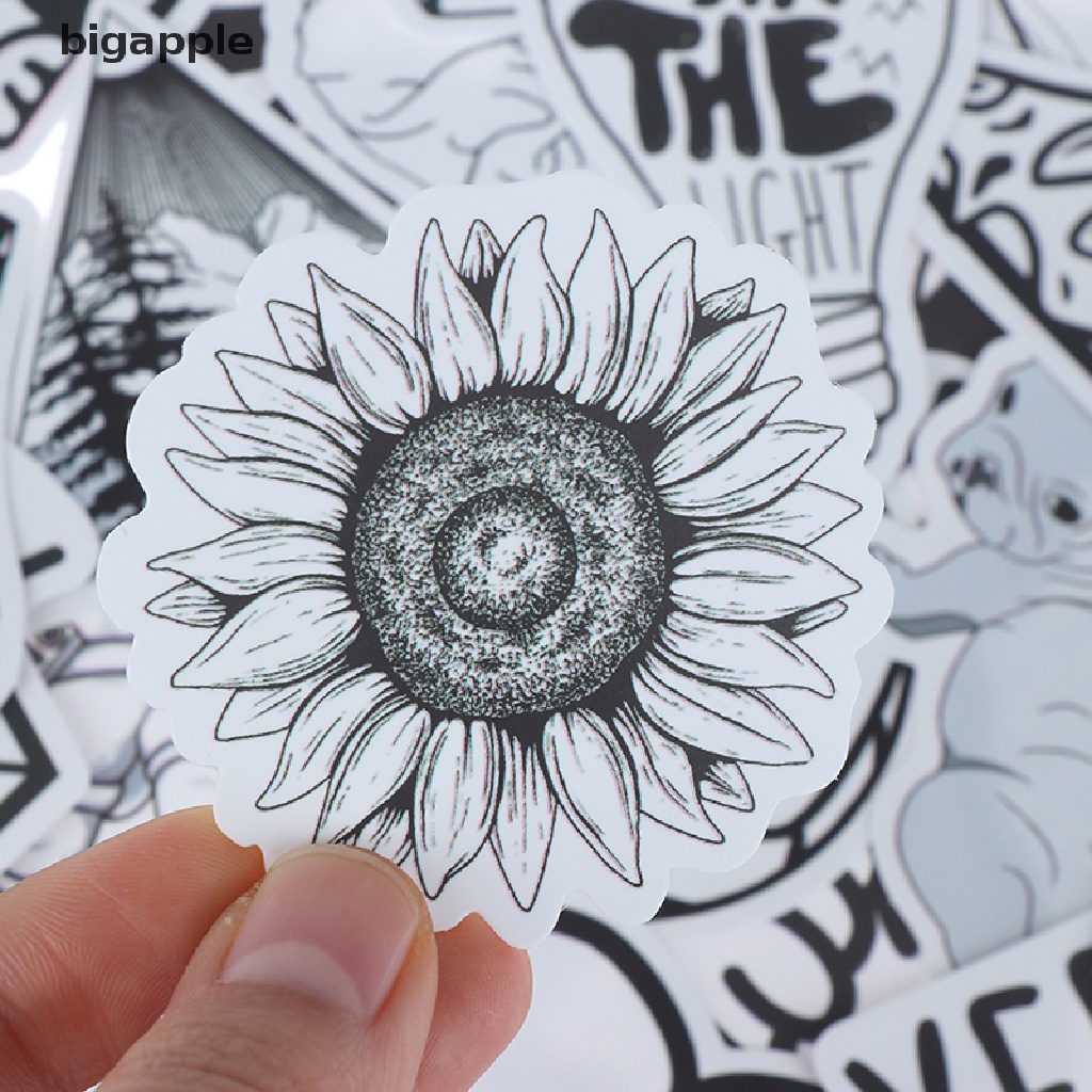 Bộ 50 Miếng Dán Laptop Chống Nước Màu Trắng Đen Cho iPads Ván Trượt RDG