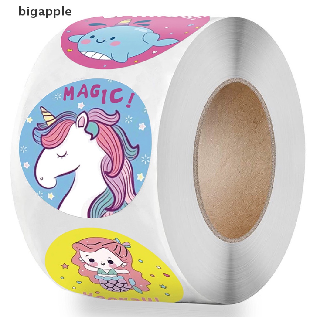 Cuộn 500 Miếng Dán Hình Động Vật Dễ Thương Kích Thước 1 inch Dùng Để Trang Trí Hộp Trẻ Em