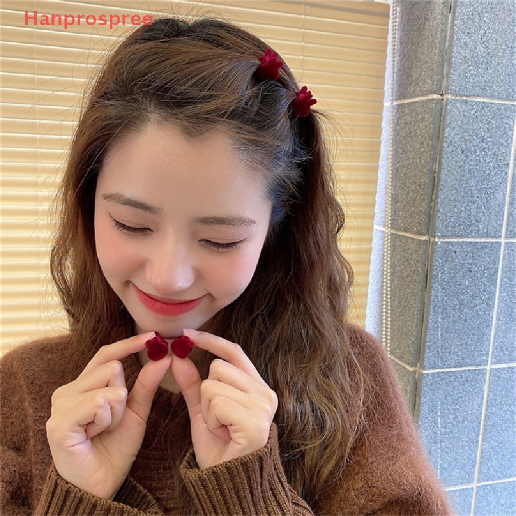 Set 10 Kẹp Tóc Hình Trái Tim / Thỏ Bằng Nhung Xinh Xắn