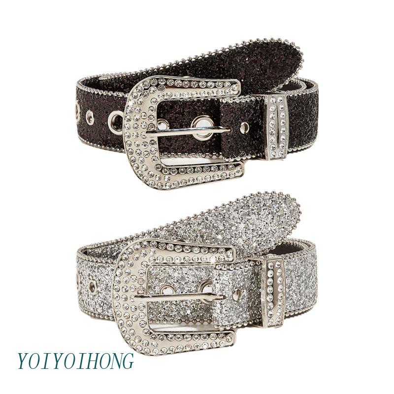 Thắt Lưng Bản Rộng Đính Kim Cương Giả Lấp Lánh Cho Người Lớn
