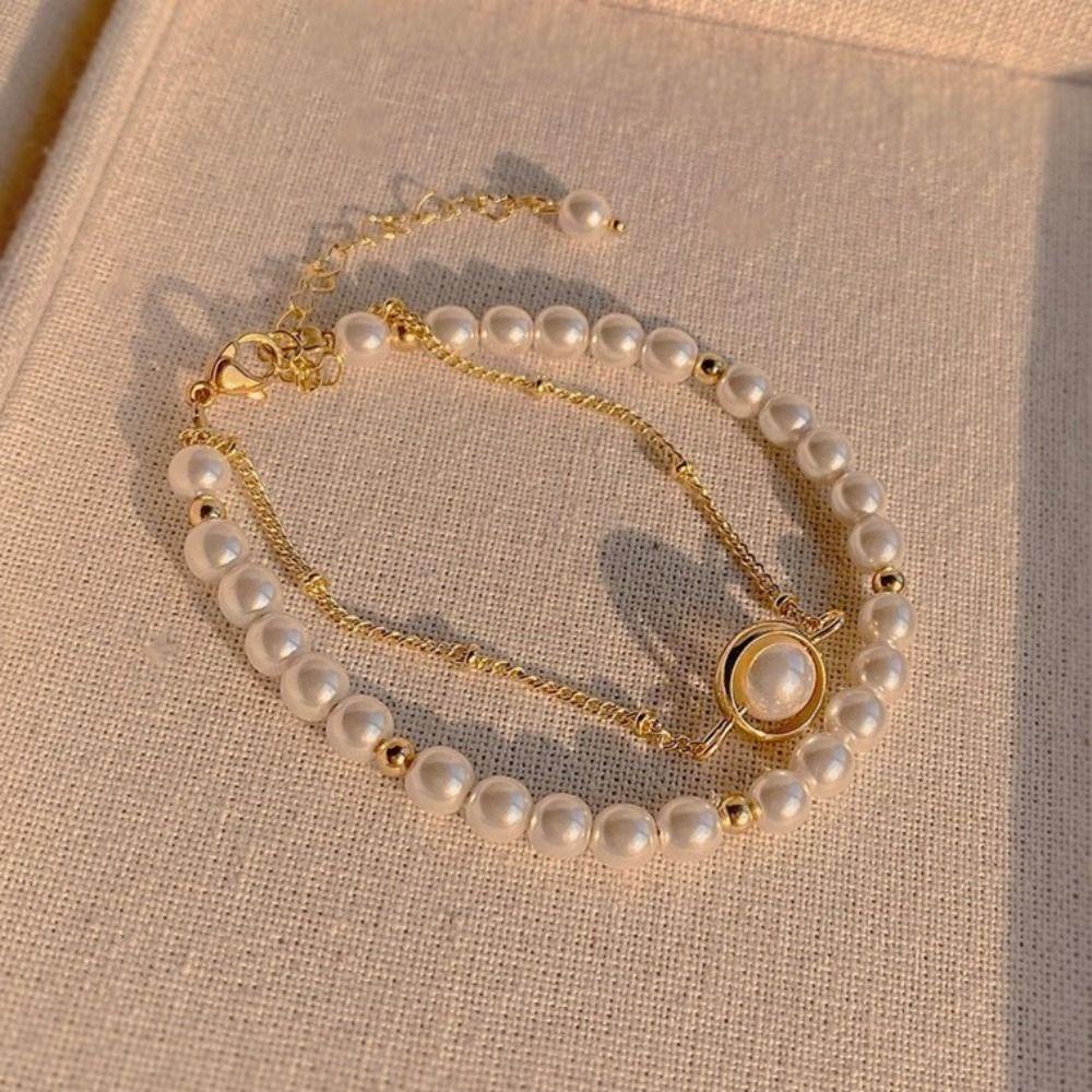 Vòng Tay Hàn Quốc WMES15H Sang Trọng Ngọt Ngào Thích Hợp Làm Quà|Vòng Tay Hai Lớp Phong Cách Baroque Cá Tính