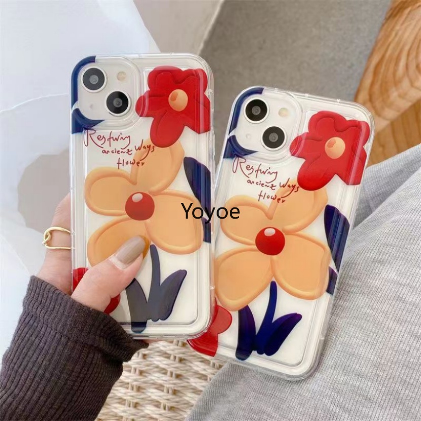 Ốp Điện Thoại Silicon Mềm Đen Họa Tiết Hoa Chống Sốc Cho iPhone 14 13 12 11 Pro Max X XR XS 7 8 Plus SE