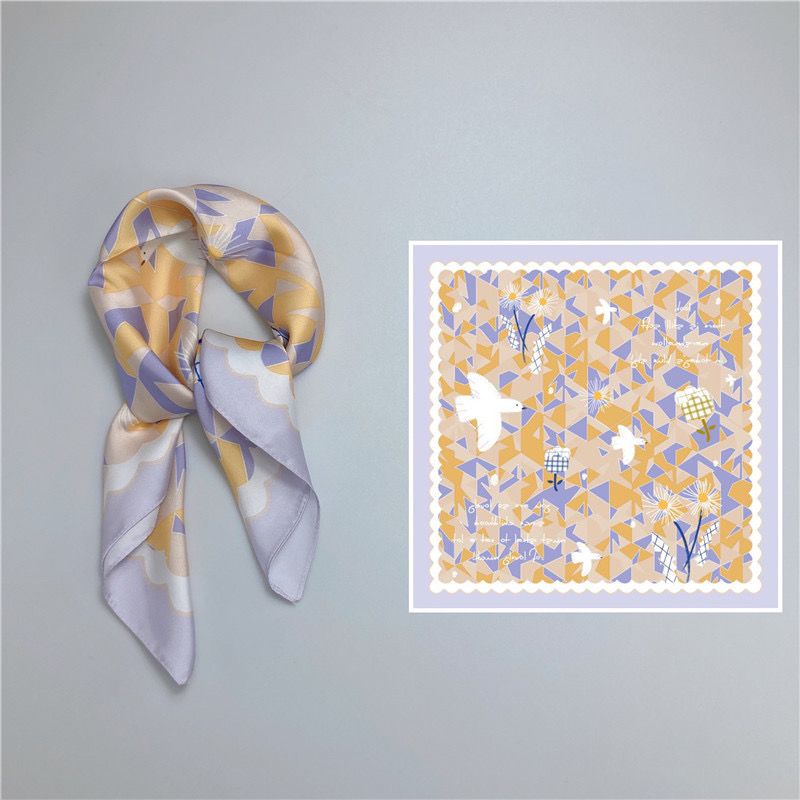 Set 50 Khăn Quàng Cổ Hình Vuông Ngắn Bằng Lụa Thiết Kế Đơn Giản