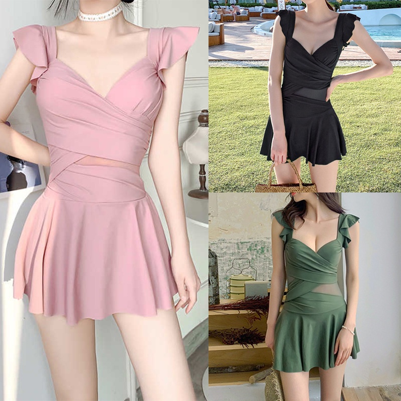 Bộ Đồ Bơi Một Mảnh Màu Trơn Dáng Ôm Phong Cách Pháp Thời Trang Cho Nữ La2