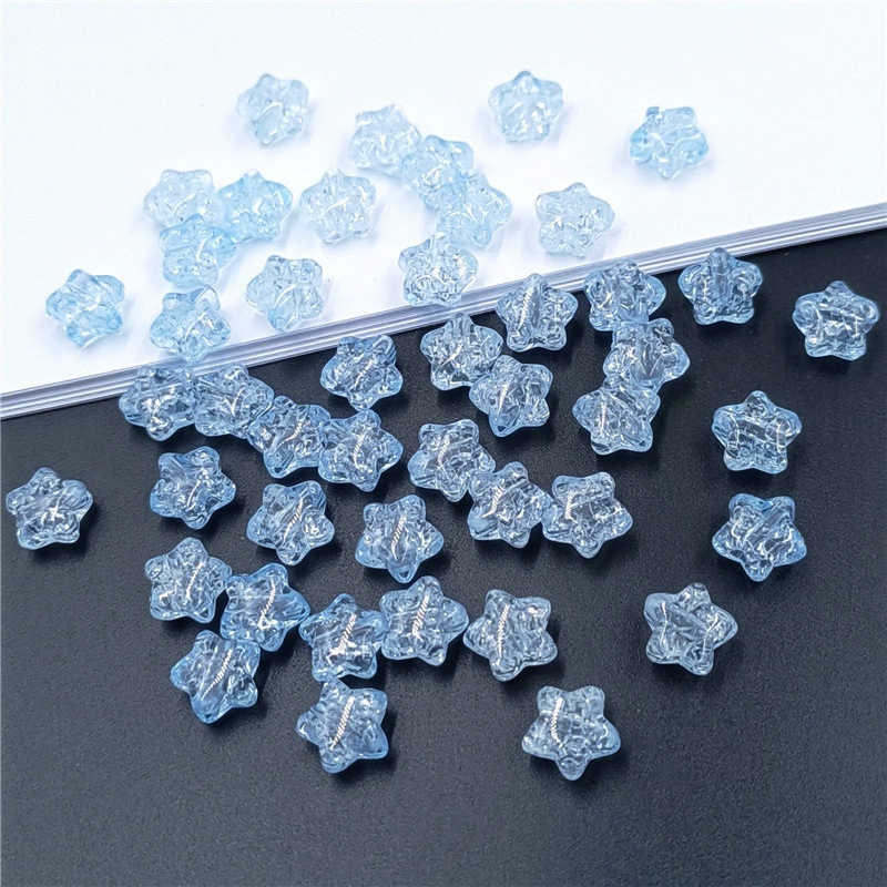 Set 50 Hạt Thủy Tinh Hình Ngôi Sao Năm Cánh 10mm Tự Làm Trang Sức Thời Trang