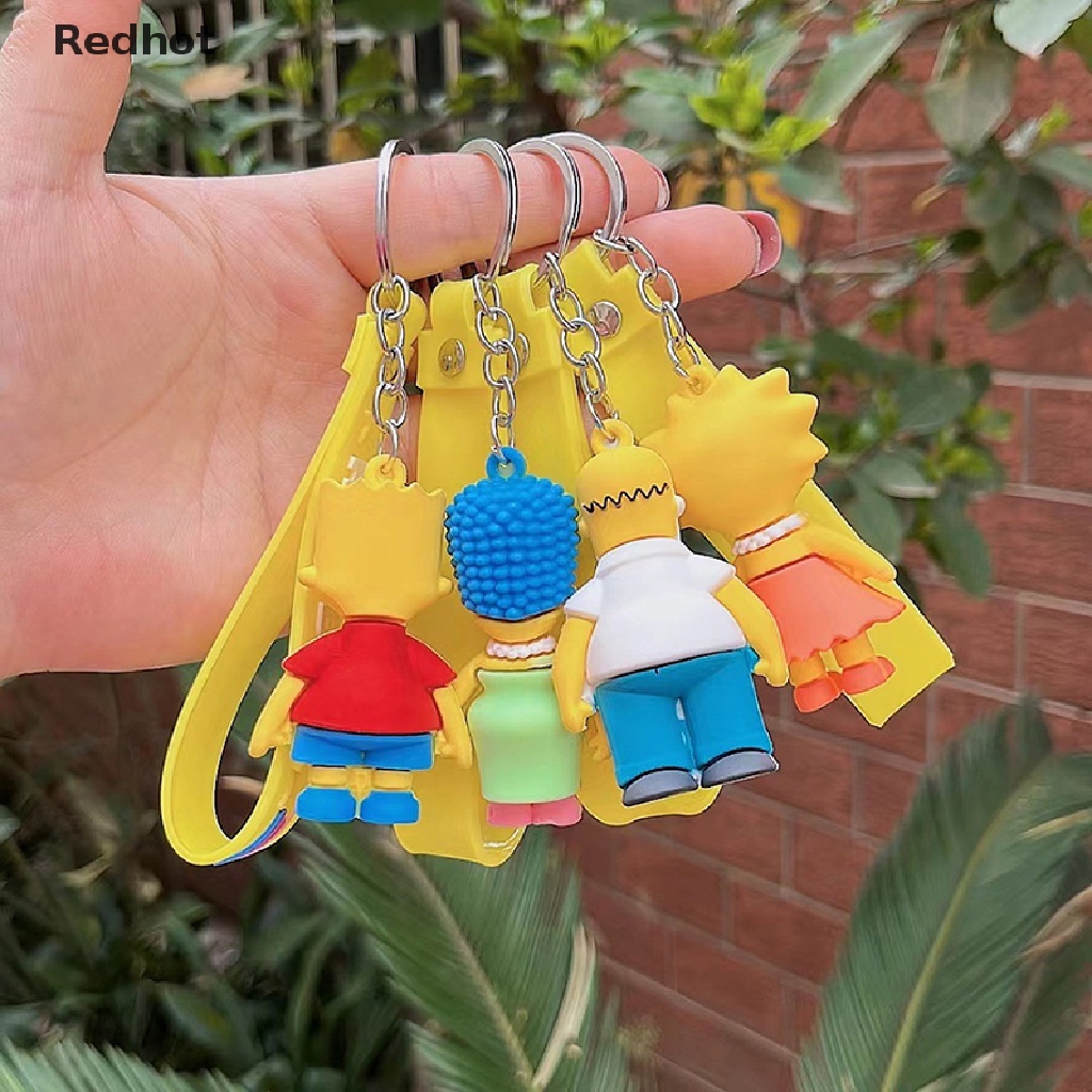 &lt; Redhot &gt; Móc Khóa Xe Hơi / Ba Lô / Balo Bằng PVC Hình Nhân Vật Anime The Simpsons Homer Bart