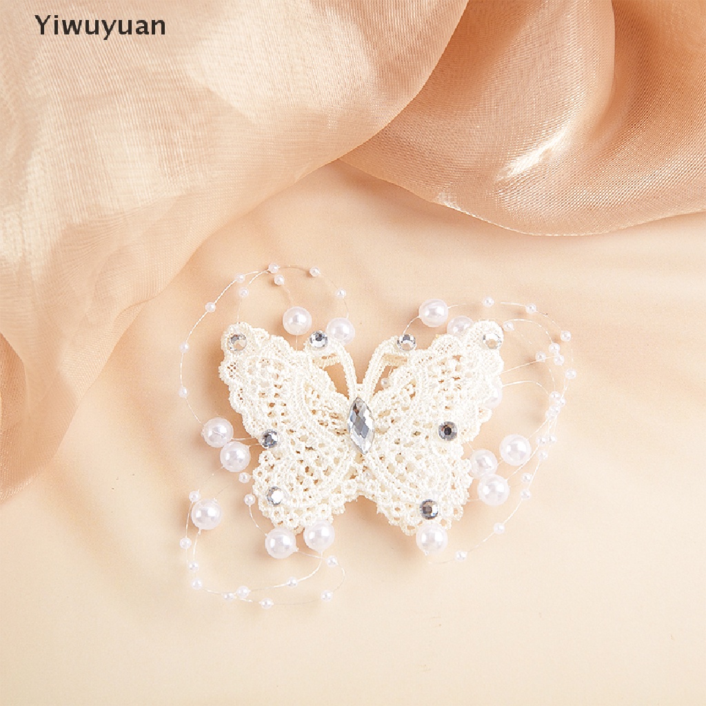 < Yiwuyuan > Kẹp Tóc Hình Bướm Đính Ngọc Trai Pha Lê Cho Cô Dâu Phụ Kiện Ngày Cưới Giảm Giá