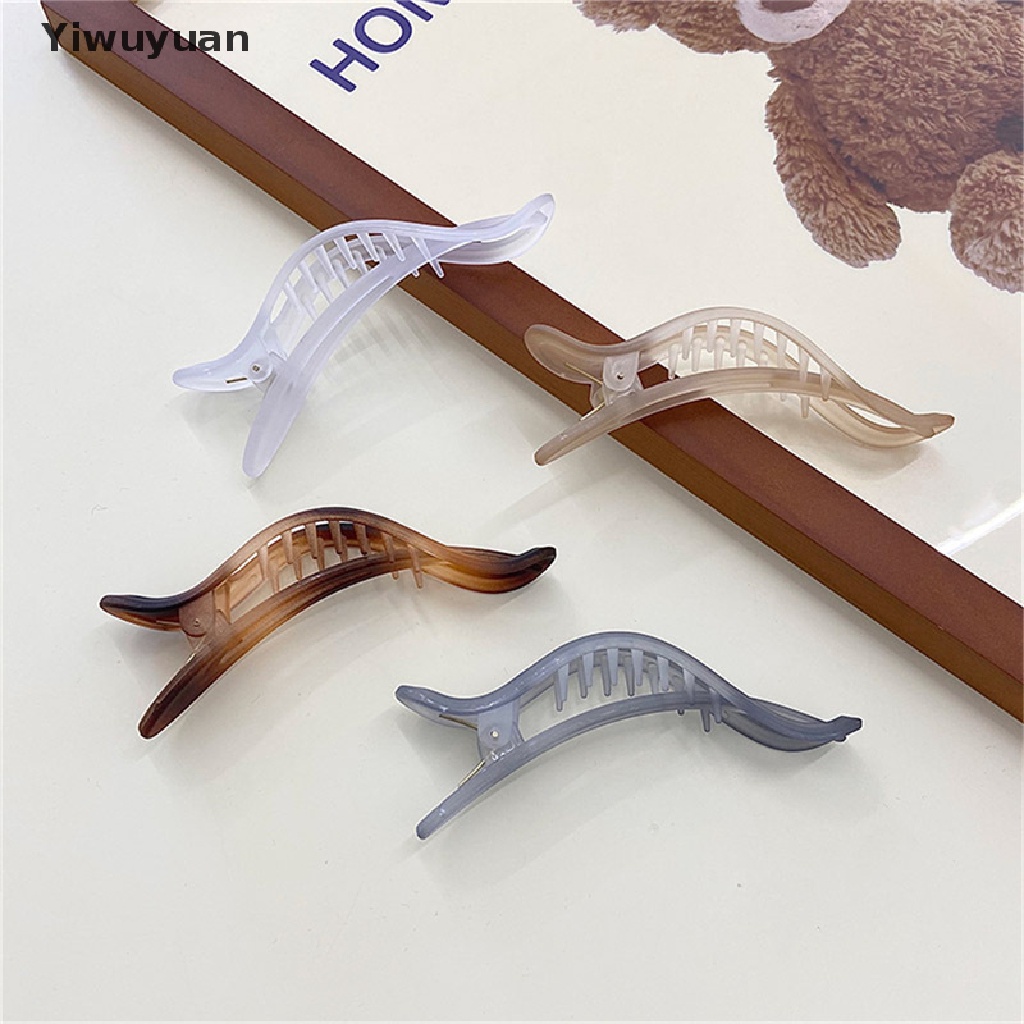 < Yiwuyuan > Kẹp Cá Mập Bằng Acrylic Nhám Chéo Bản Lớn Hàn Quốc