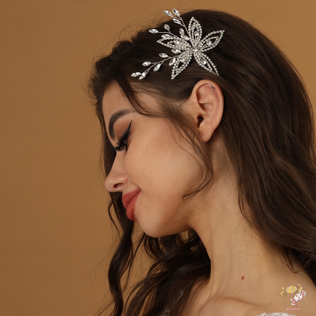 YADORNOS Trâm Cài Tóc Chữ U Hình Hoa Đính Đá Cho Cô Dâu