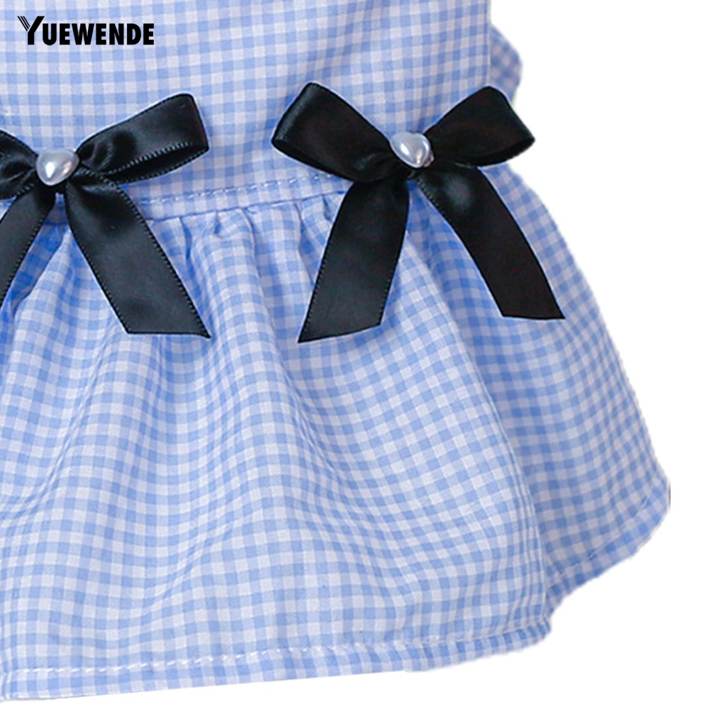 Yue.z Đầm Cổ Tròn Hai Lớp Họa Tiết Kẻ Sọc Đính Nơ Thời Trang Mùa Hè Bắt Mắt Dành Cho Thú Cưng