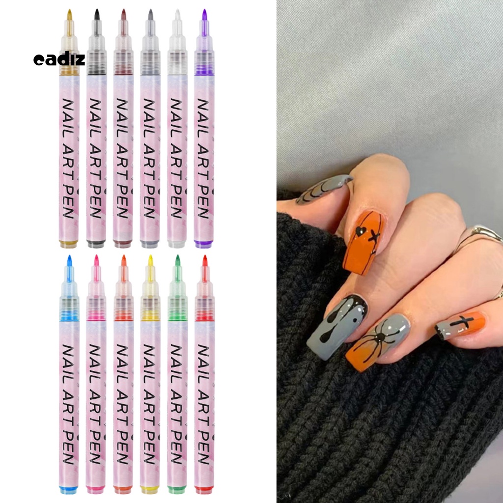 Set 12 Bút Vẽ Móng Nghệ Thuật Bằng Nhựa Màu Sắc Tươi Sáng Cho Nữ