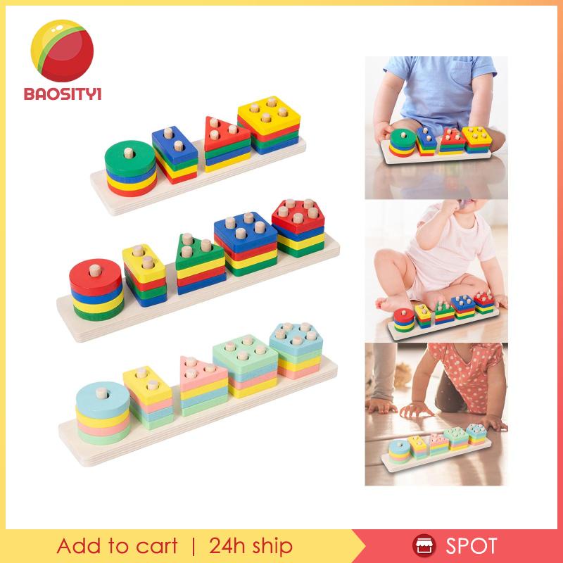 [Baosity1] Đồ Chơi Khối Gỗ Phân Loại Màu Sắc Nhận Biết Dành Cho Trẻ Mẫu Giáo