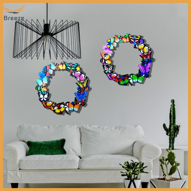 Set 2 Phụ Kiện Treo Tường Trang Trí Hình Bướm Nhiều Màu Nghệ Thuật