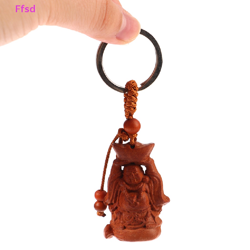 {Ffsd} Mahogany Móc Chìa Khóa Chạm Khắc Ba Chiều Giống Thật Làm Quà Tặng Trang Sức May Mắn Cho Xe Hơi