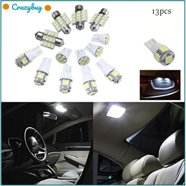 Set 13 Bóng Đèn Led T10 5050 5smd Bằng Hợp Kim Nhôm Gắn Biển Số Xe Ô Tô