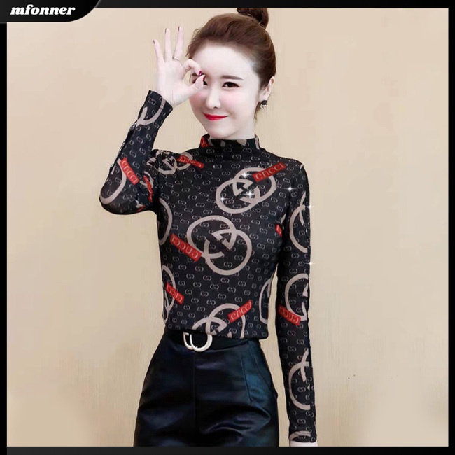 Áo Thun Dài Tay Cổ Cao Thời Trang Cho Nữ