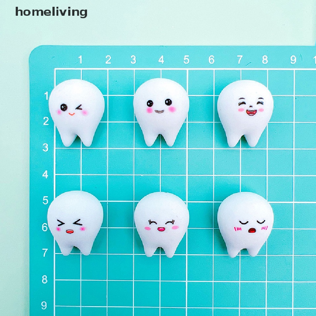 Bộ 2 Đồ Trang Trí Hình Chiếc Răng Biểu Cảm Hoạt Hình Bằng Nhựa Resin Phát Sáng Dễ Thương