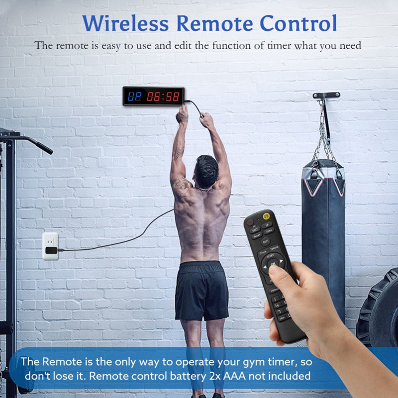 Đồng Hồ Đếm Ngược Kỹ Thuật Số Có Đèn LED Điều Khiển Từ Xa Hỗ Trợ Tập Gym Tại Nhà