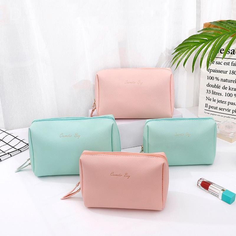 Túi Đựng Mỹ Phẩm Da Vegan Cỡ Lớn Có Khóa Kéo Cho Nữ