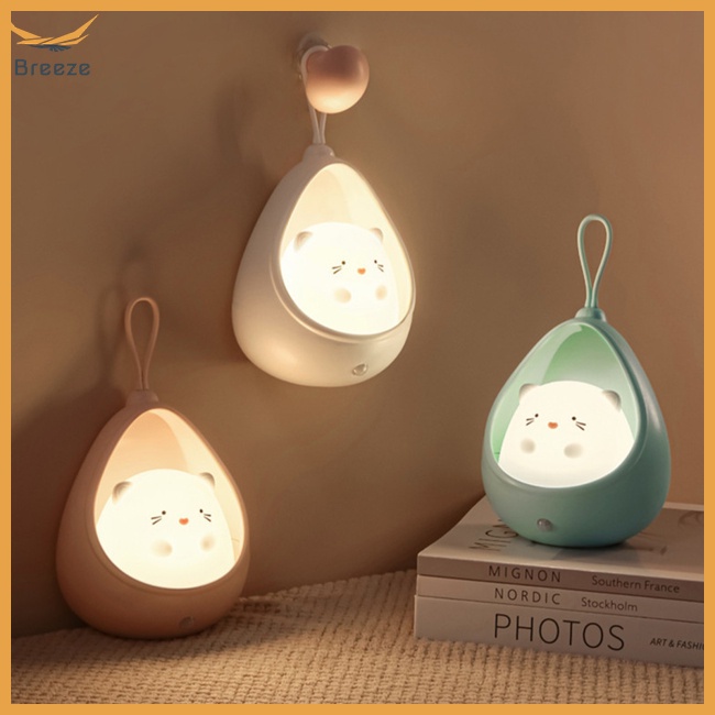 Đèn Ngủ Led Silicone Hình Thú Dễ Thương Có Cảm Biến Điều Khiển Sạc Usb Cho Phòng Ngủ Trẻ Em