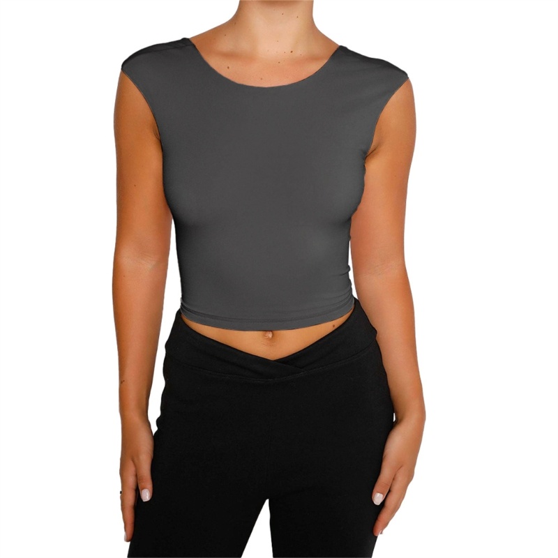 Áo Croptop Sát Nách Màu Trơn Hở Lưng Thời Trang Mùa Hè Cho Nữ