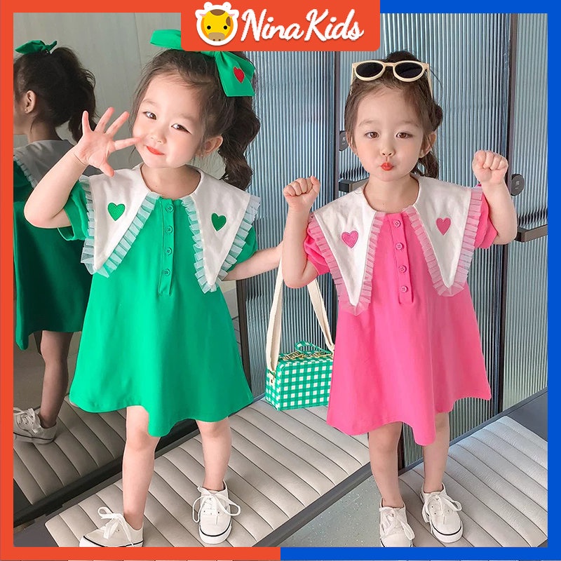 Đầm Thời Trang Mùa Hè Phong Cách Hàn Quốc Dành Cho Bé Gái 1-7 Tuổi
