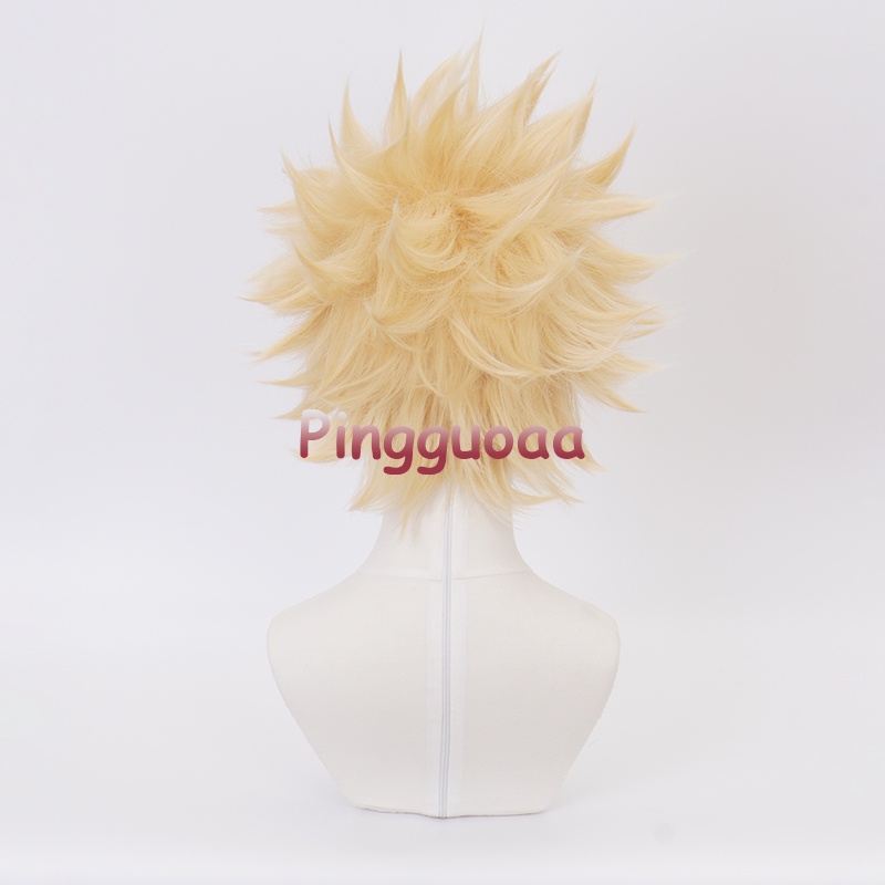 Anime My Hero Academia Katsuki Bakugou Cosplay Wig Bakugo Short Linen Blonde Baku no Hero Halloween Heat Resistant Synthetic Hair