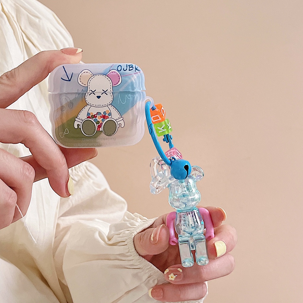 Vỏ Bảo Vệ Hộp Sạc Tai Nghe Airpods 1 2 3 Pro2 2022 Trong Suốt Họa Tiết Hoạt Hình Chú Gấu 3D Dễ Thương Chống Thất Lạc