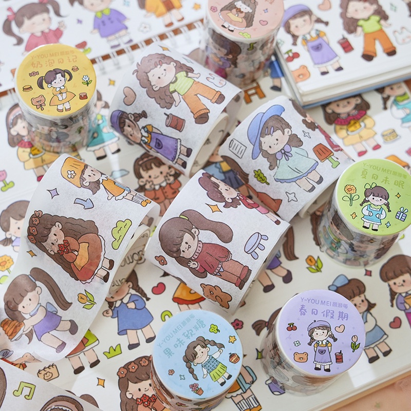 Cuộn Băng Keo Giấy Dán Trang Trí Sổ Tay Nhật Ký DIY