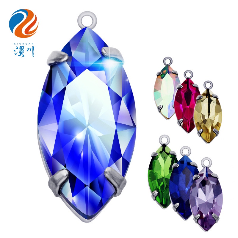 Mặt Vòng cổ Hình Ngựa Kính Đính Đá Thủy Tinh
