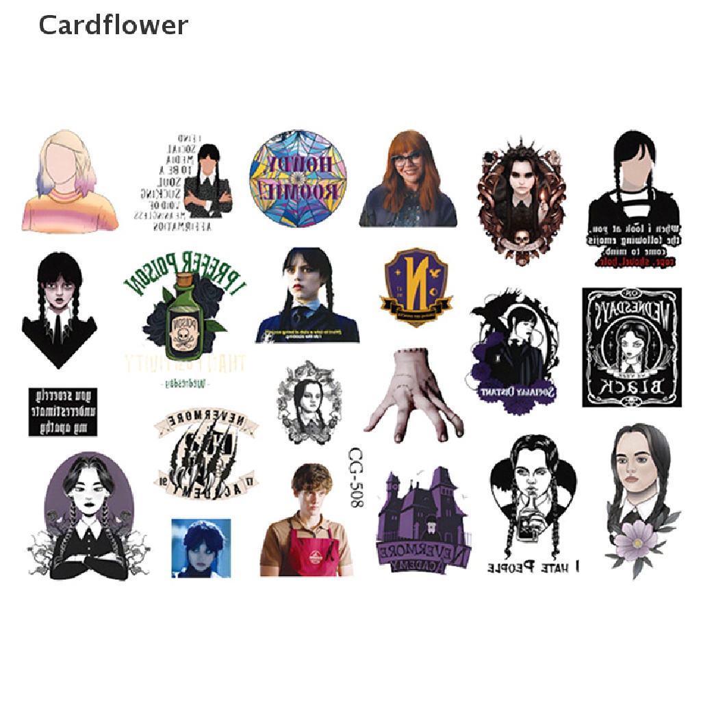 1 Tờ Sticker Addams Dán Điện Thoại Laptop Hình TV Kinh Dị Mỹ