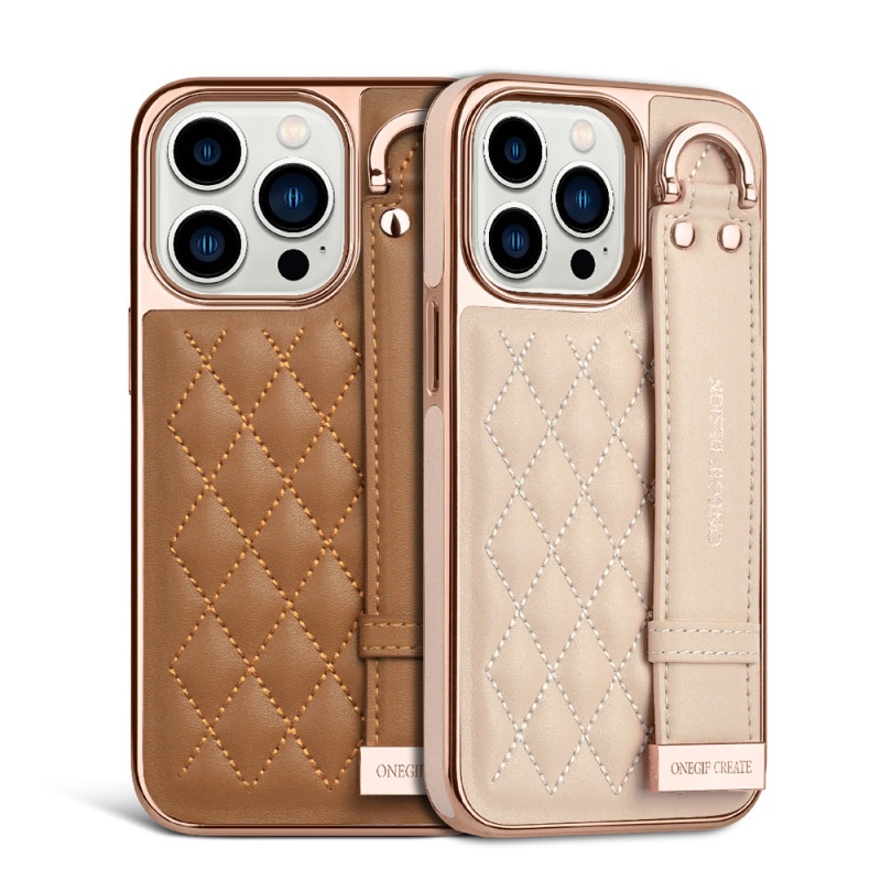 Ốp Điện Thoại Da Chống Rơi Chống Sốc Mạ Điện Sang Trọng Thời Trang Có Dây Đeo Cổ Tay Cho iPhone 14 13 12 Pro Max 14Plus