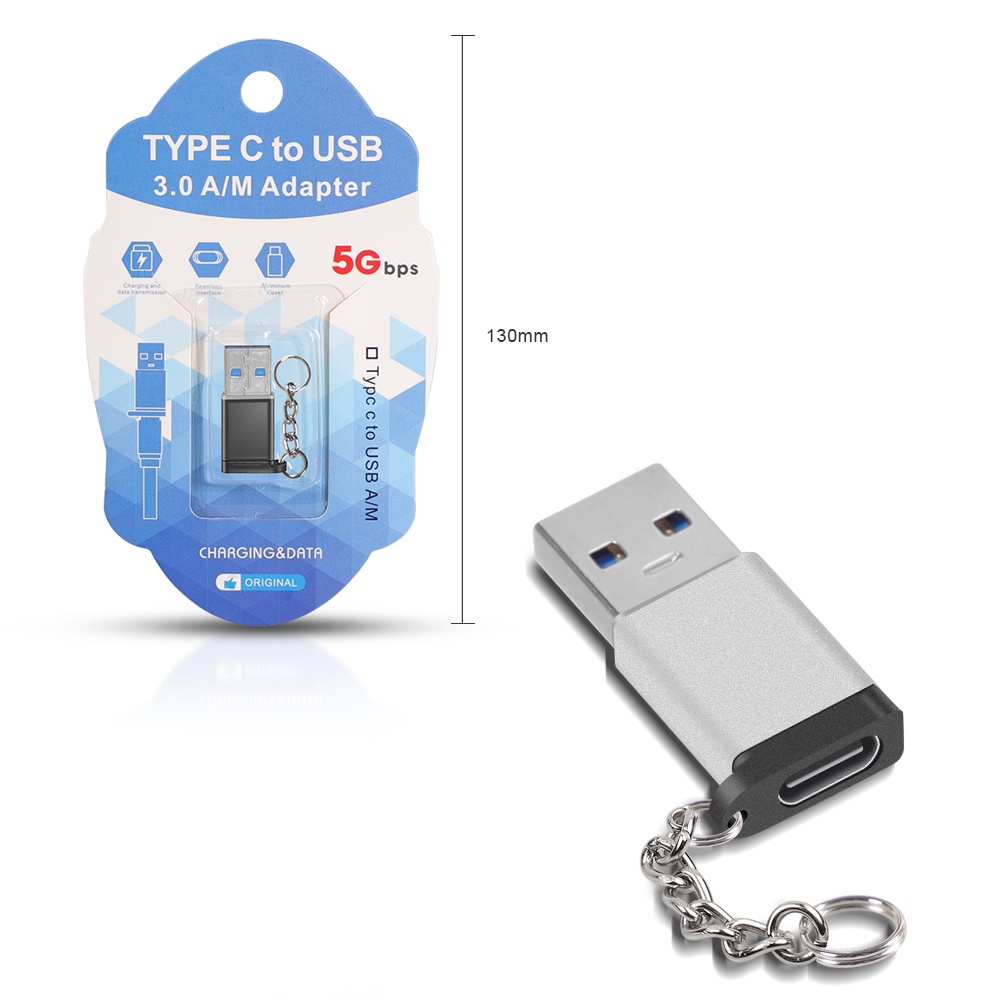 Bộ Chuyển Đổi Sạc Nhanh USB 3.0 TYPE C Có Móc Khóa Bằng Kim Loại Cho Điện Thoại Android / Laptop