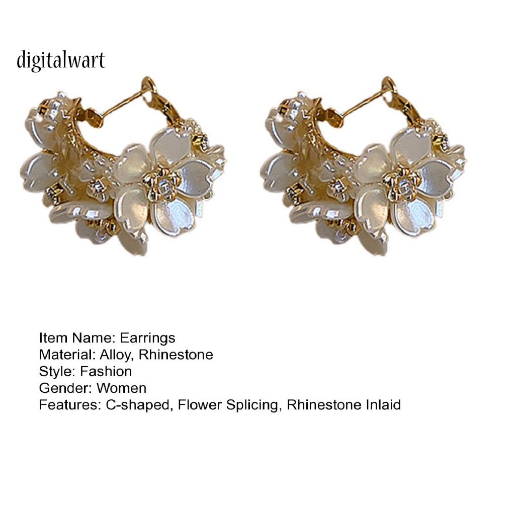 Kỹ Thuật Số| 1 Đôi Bông Tai Tròn Đính Đá Lấp Lánh Thời Trang Dành Cho Nữ