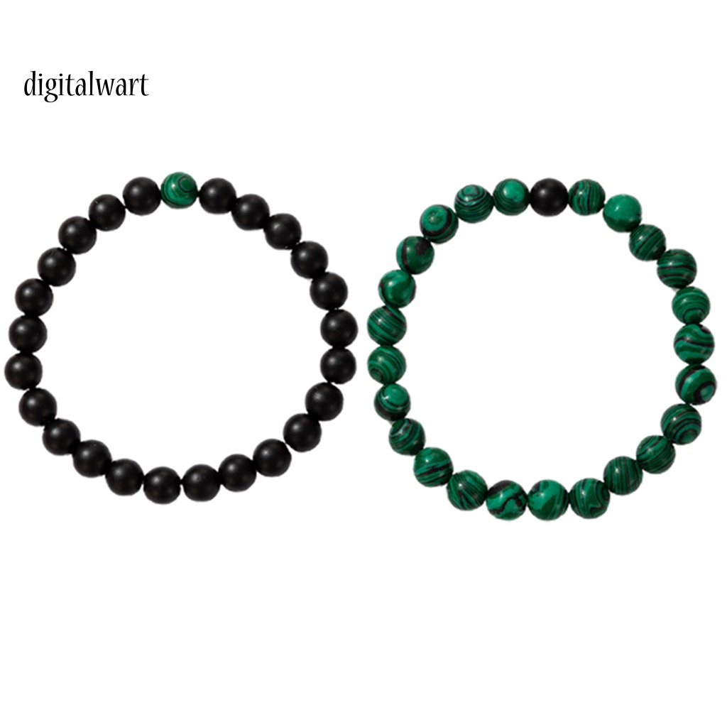 Kỹ Thuật Số| Set 2 Vòng Tay Đá Mắt Hổ Màu Xanh Lá / Đen Thoải Mái Thời Trang Hàng Ngày